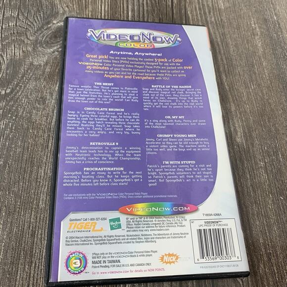 Hasbro Video Now Color Nickelodeon Spongebob Jimmy Neutron 3 PVD Disc Pack - Picture 2 of 3